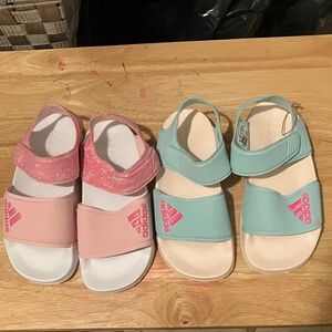 2 Pair NWOT-ADIDAS Girls Size: 12 Kids Sandals